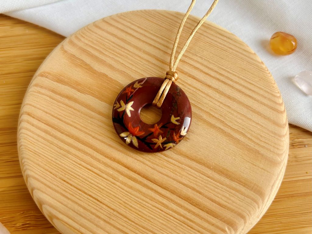 "Autumn Evening" donut necklace red jasper