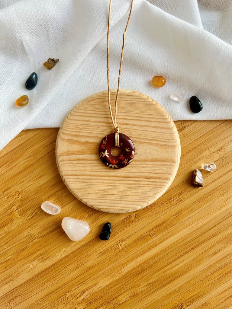 "Autumn Evening" donut necklace red jasper