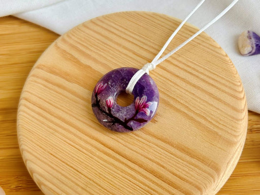 Amethyst donut necklace "Scent of a Spring Dream"