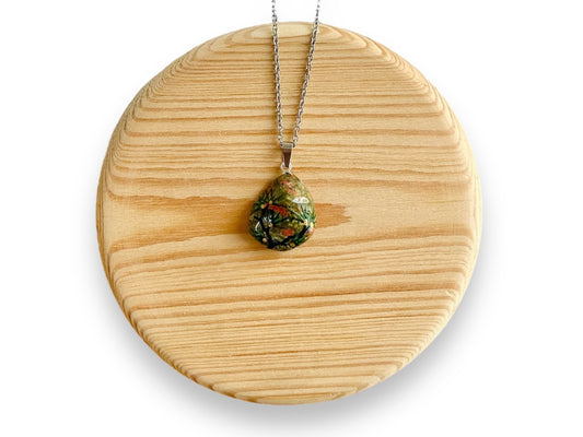 "Long-Lived Pine" unakite (epidote) necklace