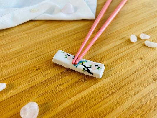 Chopstick rest "Bird on a cherry blossom branch" 6x1.5 cm