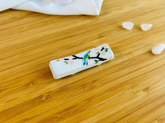 Chopstick rest "Bird on a cherry blossom branch" 6x1.5 cm