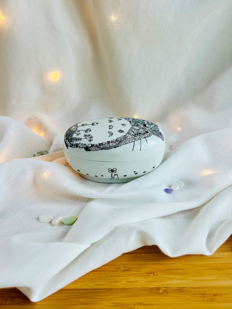 "Totoro" porcelain jewelry box with a pillow