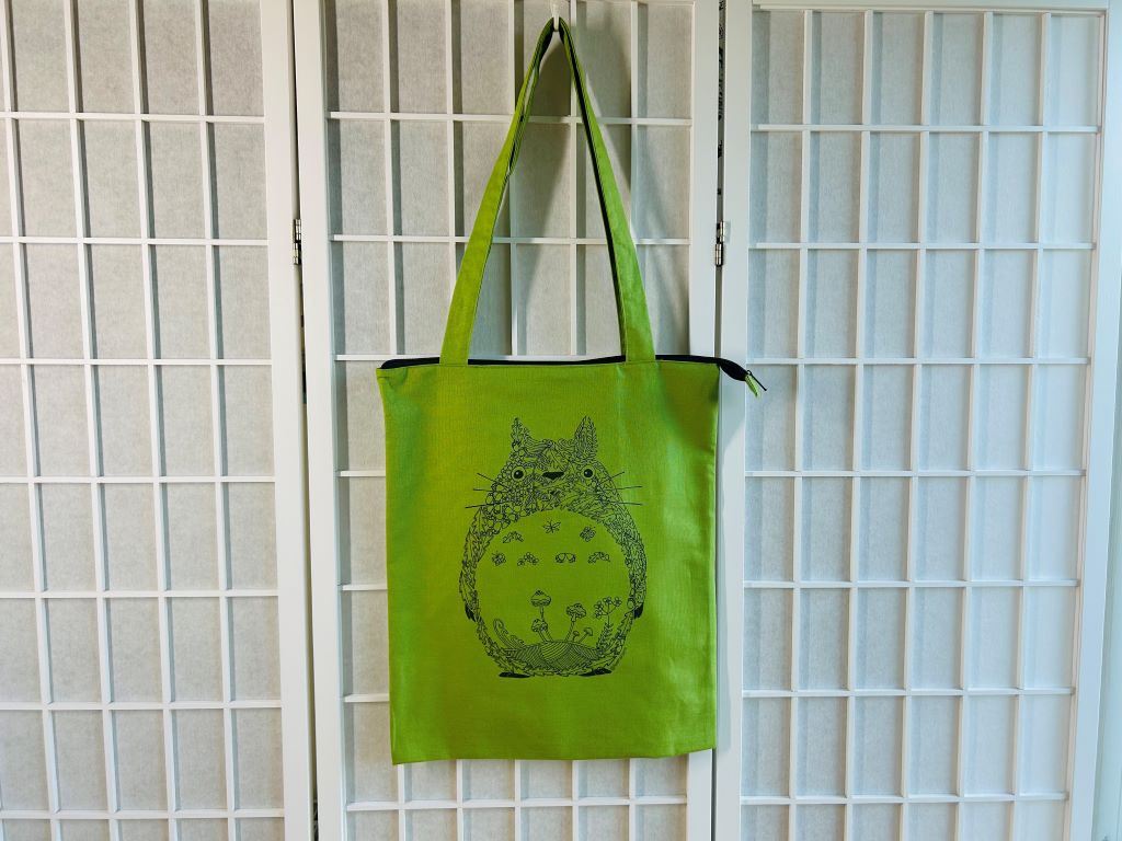 Totoro Colouring Book shopping bag with zip and inner pocket