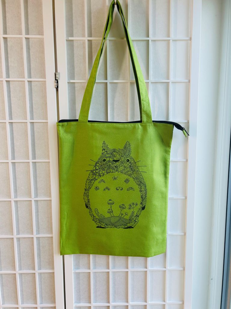 Totoro Colouring Book shopping bag with zip and inner pocket