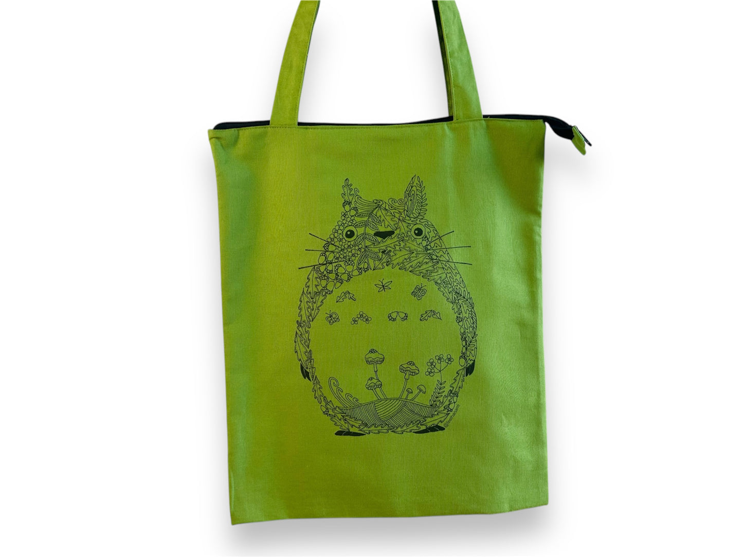 Totoro Colouring Book shopping bag with zip and inner pocket