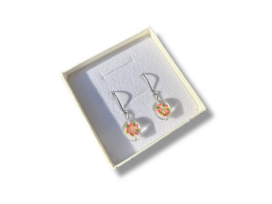 Glass earrings "Sakura Flower" small