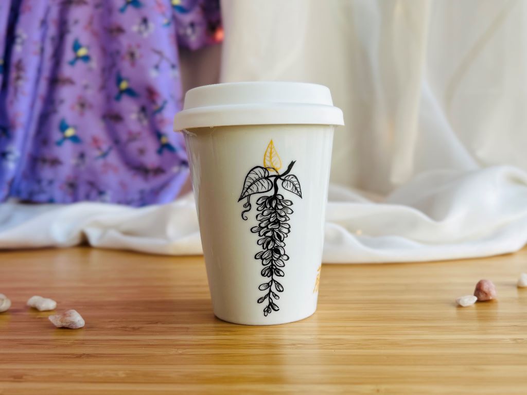 To Go Mug "Wisteria" with gold 300 ml