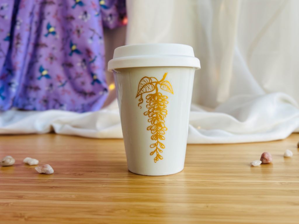 To Go Mug "Wisteria" with gold 300 ml