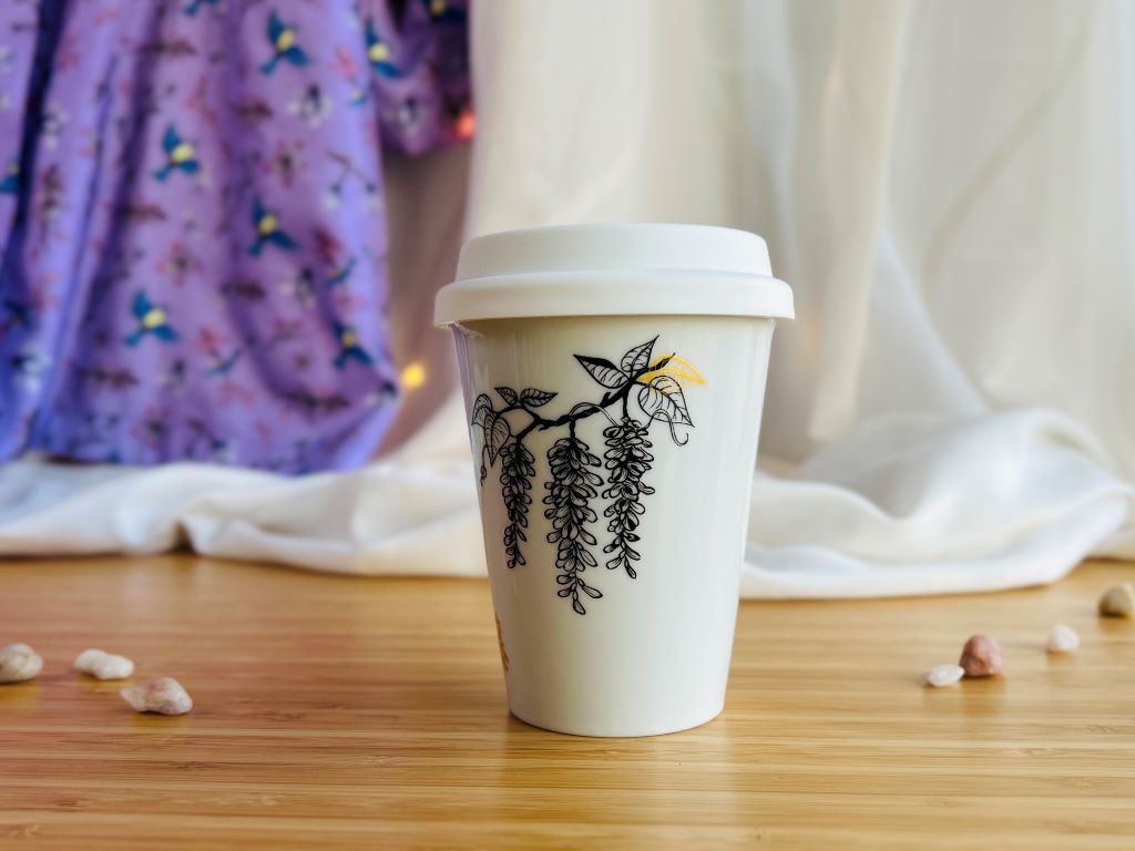 To Go Mug "Wisteria" with gold 300 ml