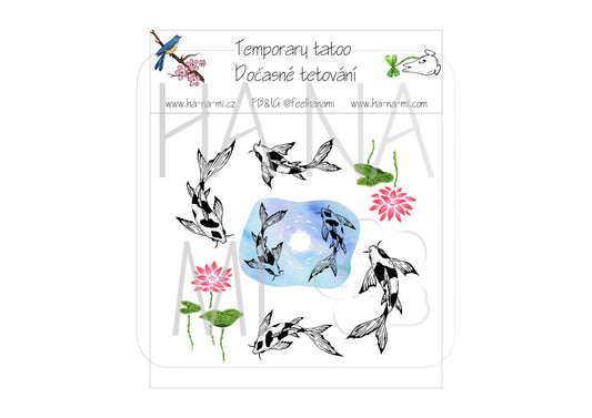 Temporary tattoo "Lake Gems or Koi Carp in a Lotus Pond"