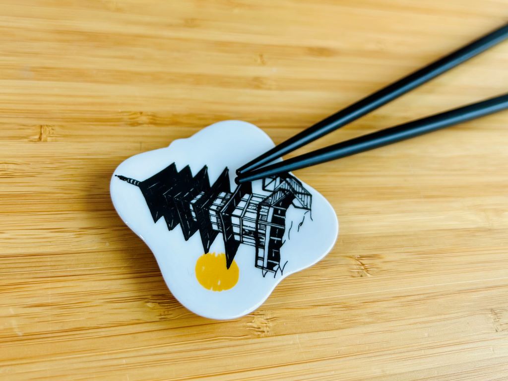 Chopstick rest, square, "Pagoda" 5.5x5.5 cm