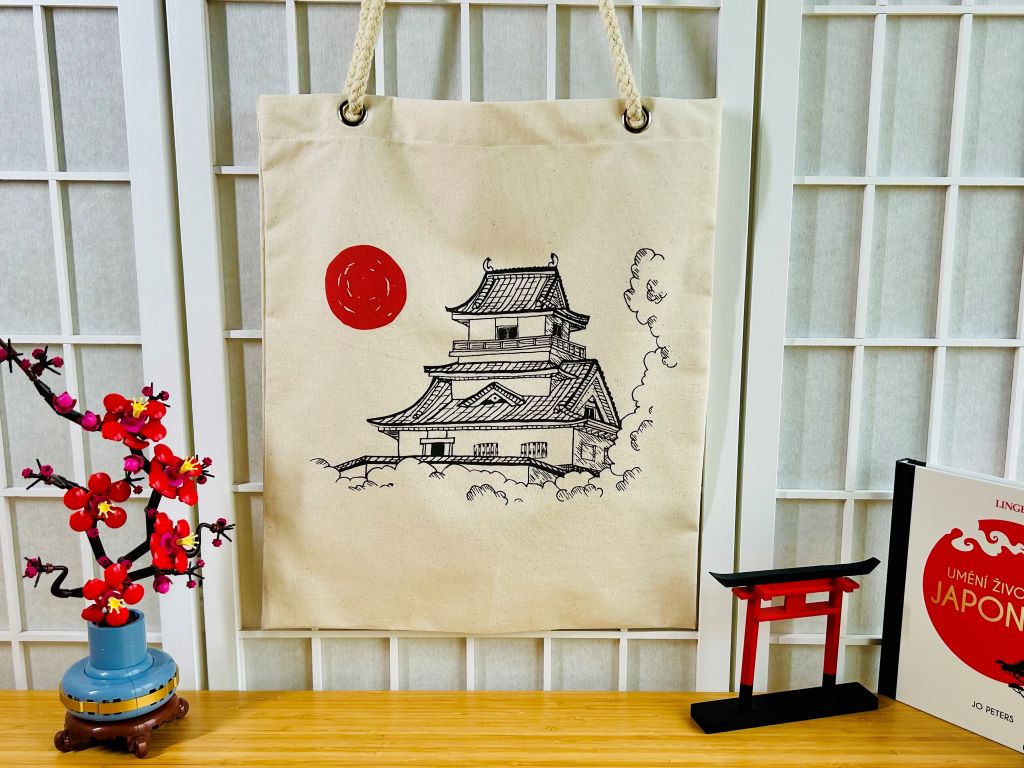 Einkaufstasche „Japanische Burg“ mit Kordelgriffen