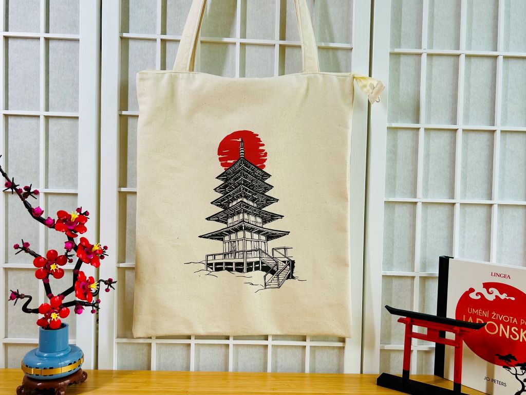 "Pagoda" shopping bag with zipper and inside pocket