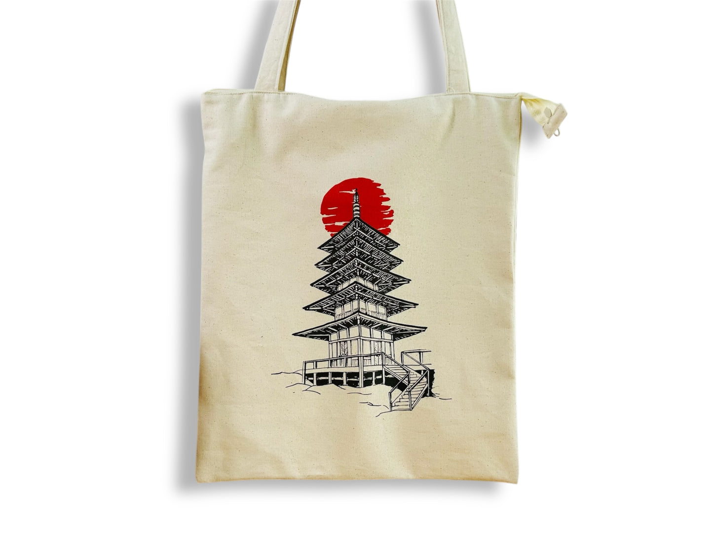 "Pagoda" shopping bag with zipper and inside pocket