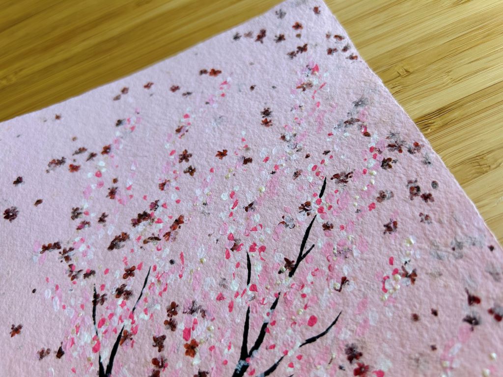 Picture "Morning under the Sakura" for framing original on handmade paper A5