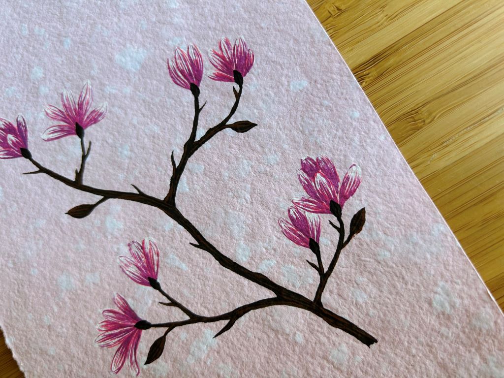 Picture "Scent of a Spring Dream" for framing, original on handmade A5 paper