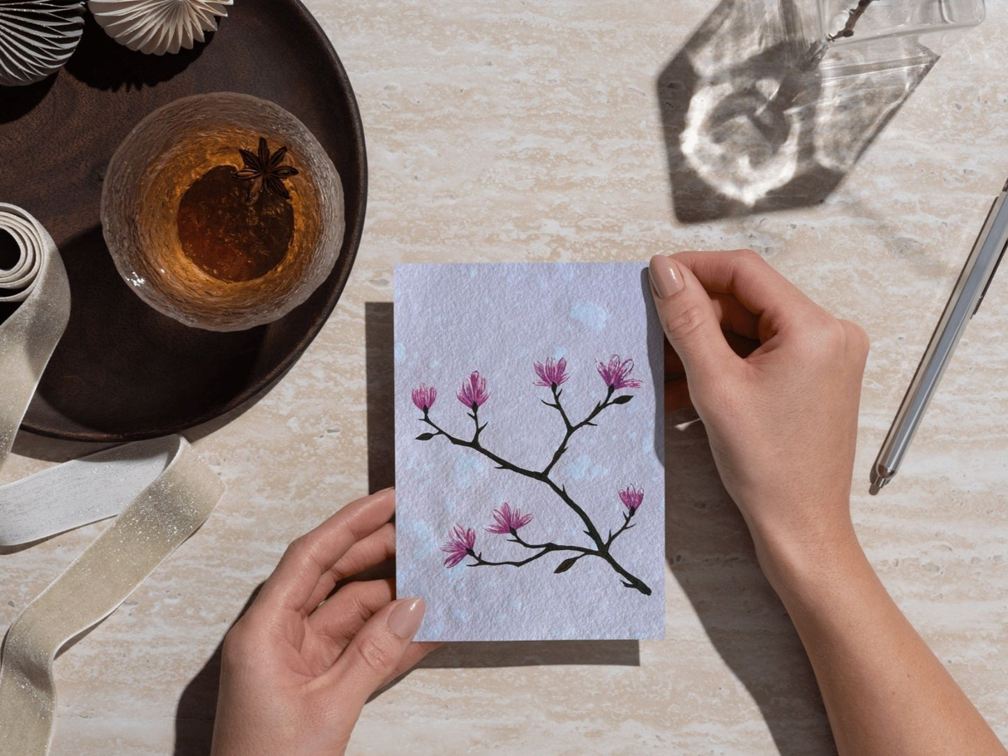 Picture "Scent of a Spring Dream" for framing, original on handmade A5 paper