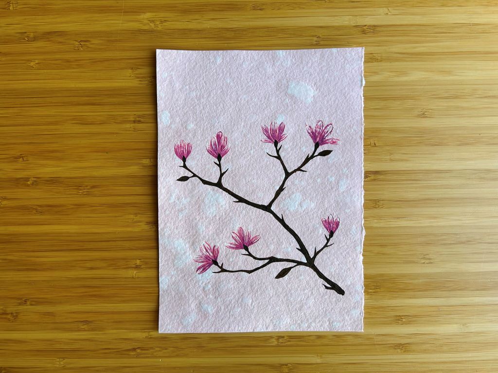 Picture "Scent of a Spring Dream" for framing, original on handmade A5 paper