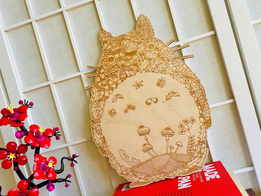 dřevěný obraz jako omalovánka "Totoro"