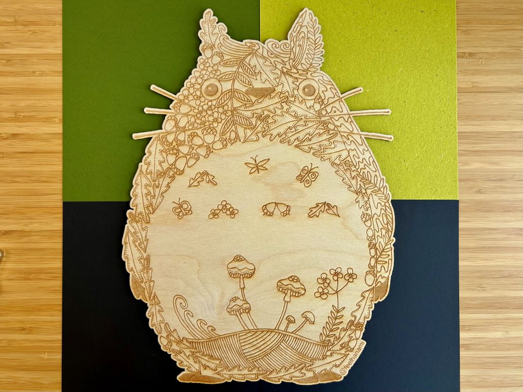 dřevěný obraz jako omalovánka "Totoro"