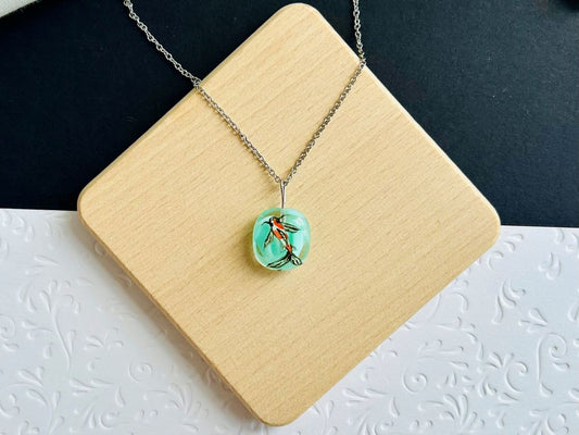 Glass necklace "Lake Gems or Koi Carp with the Moon"