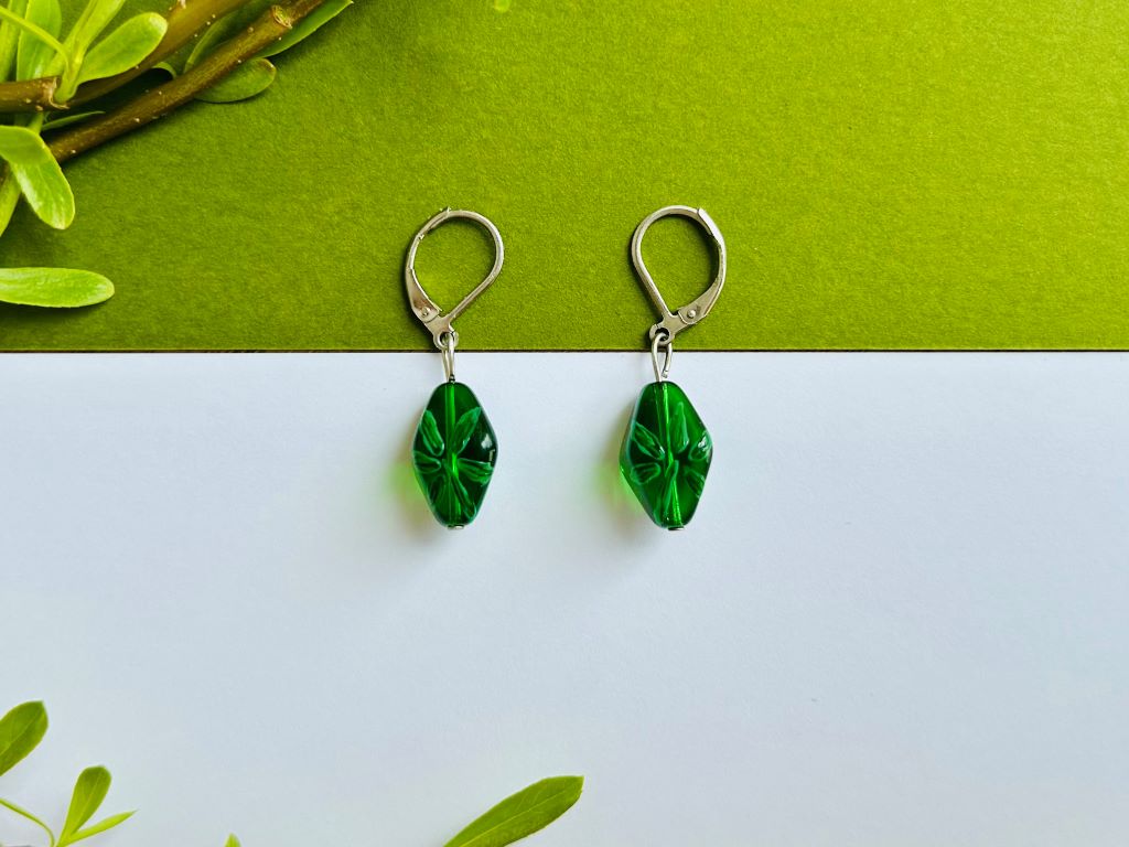 Set aus Glasschmuck „Bambushain“ Halskette und Ohrringe