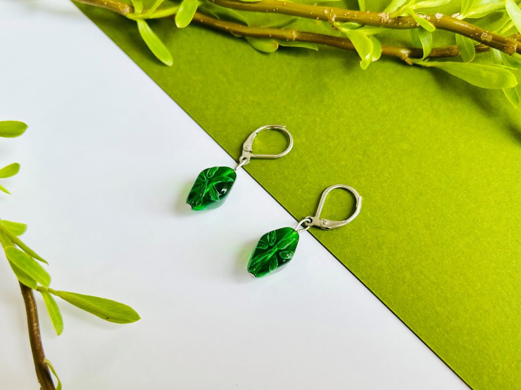 Set aus Glasschmuck „Bambushain“ Halskette und Ohrringe