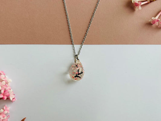 Glass necklace "Morning under a Cherry Tree"