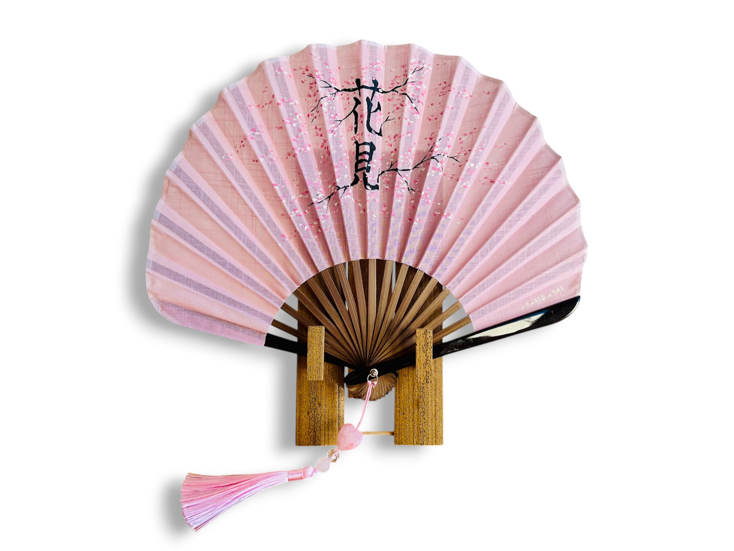 Luxusní skládací vějíř "Hanami-Ráno pod sakurou" ručně malovaný