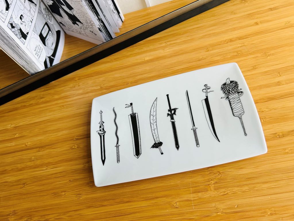 Porcelain sushi tray "Anime swords" 20.5x12.5 cm