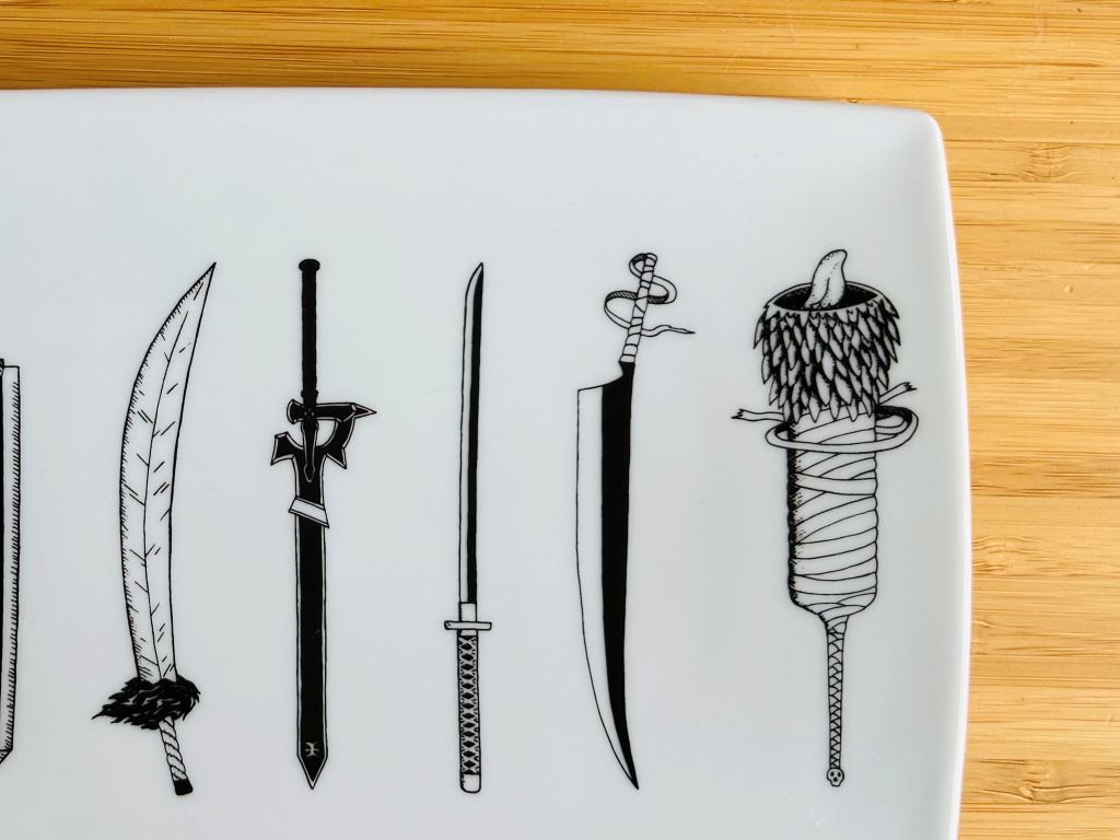 Porcelain sushi tray "Anime swords" 20.5x12.5 cm
