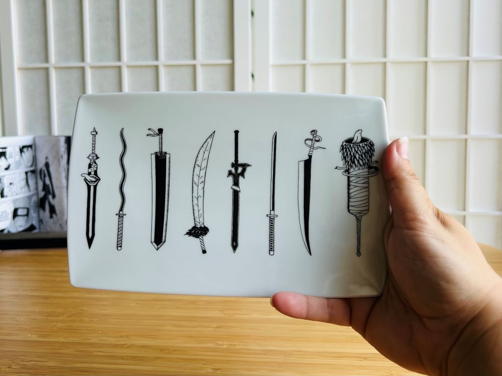 Porcelain sushi tray "Anime swords" 20.5x12.5 cm