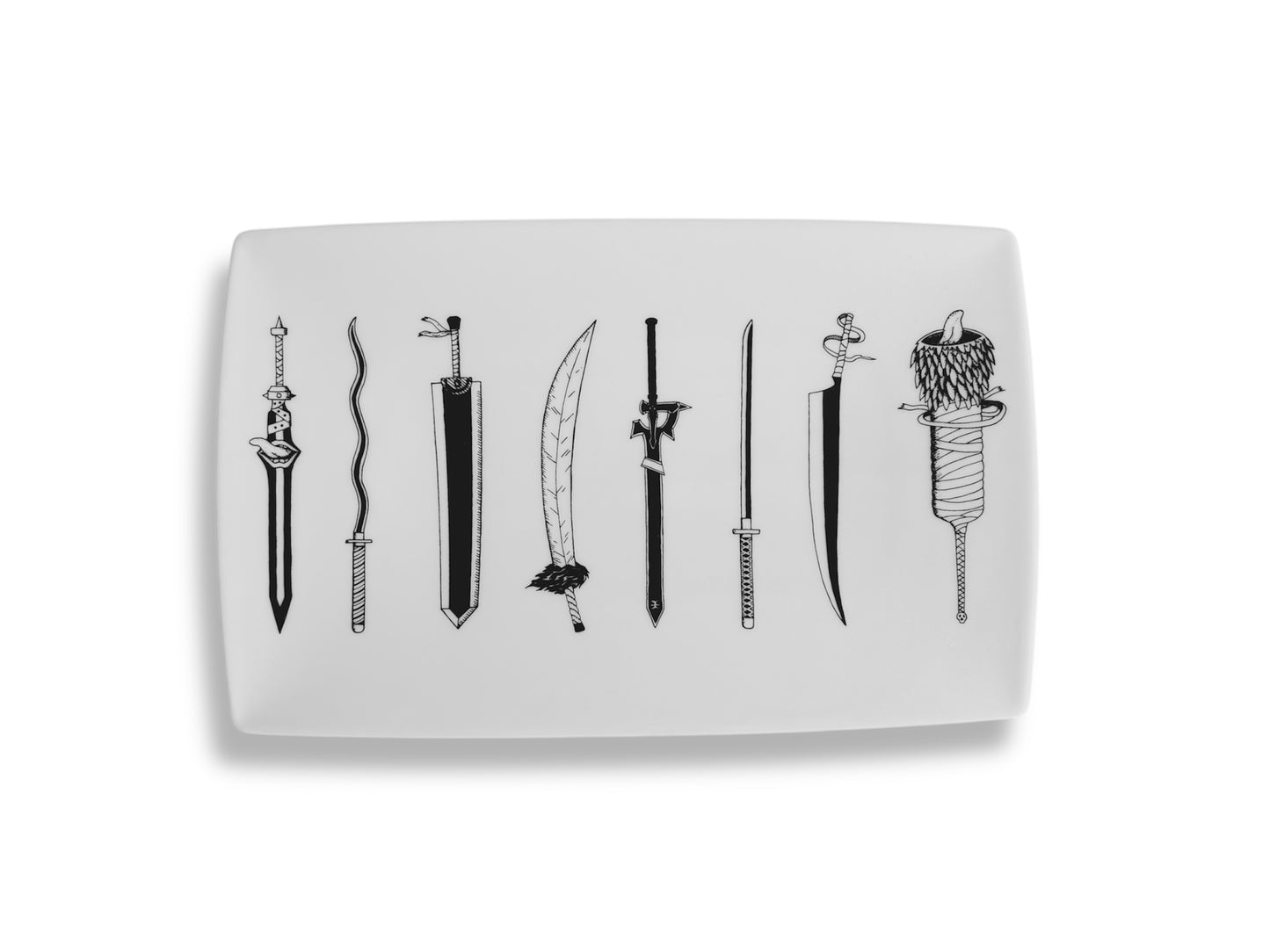 Porcelain sushi tray "Anime swords" 20.5x12.5 cm