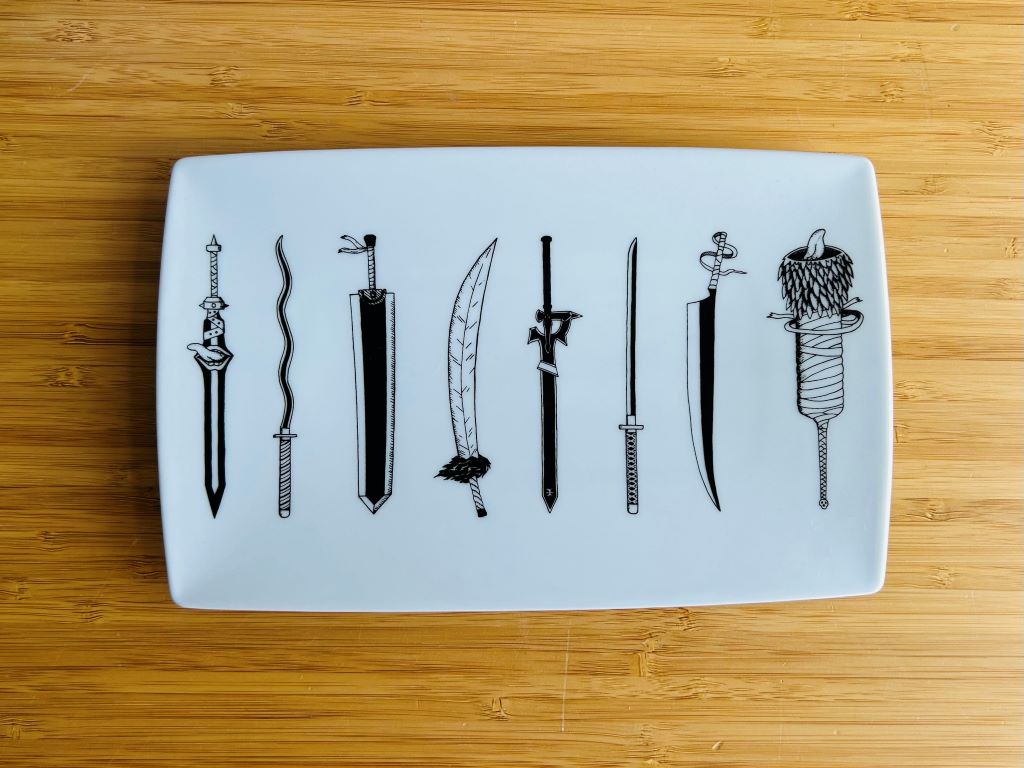Porcelain sushi tray "Anime swords" 20.5x12.5 cm