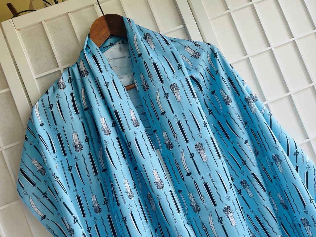 large scarf "Anime Swords" 70x200 cm