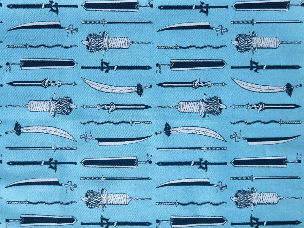 large scarf "Anime Swords" 70x200 cm