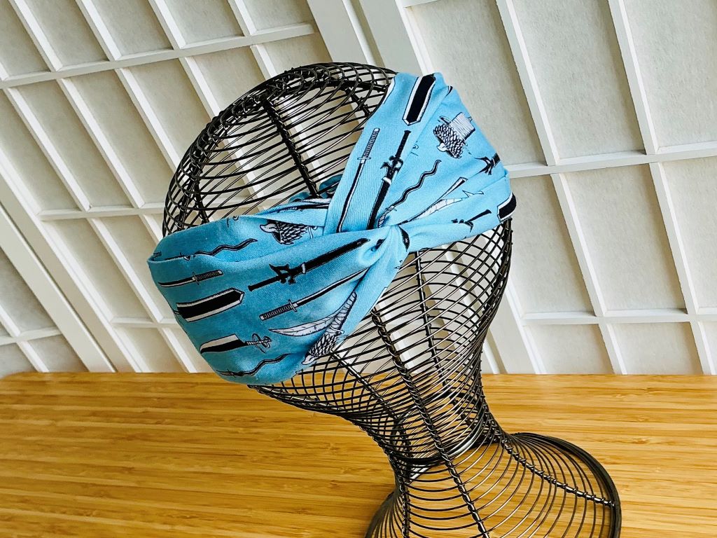 Fabric headband "Anime Swords" with elastic band