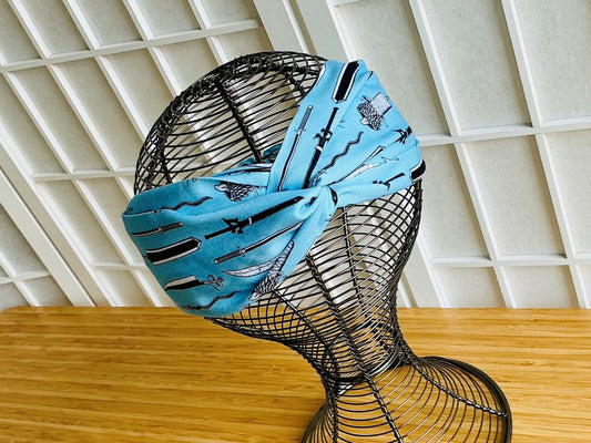 Fabric headband "Anime Swords" with elastic band