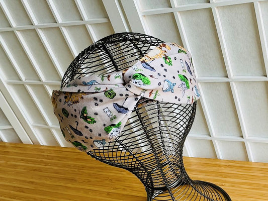 Fabric headband "Totoro and other forest spirits" with elastic