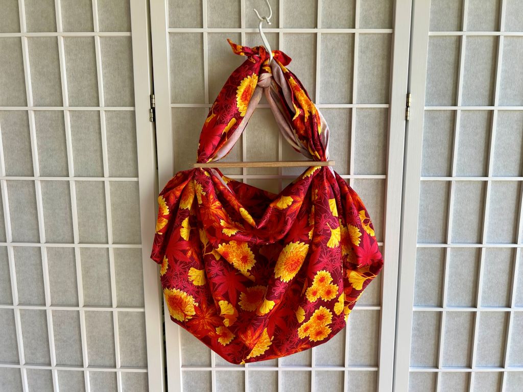 large scarf "Park in autumn colors" 100x100 cm