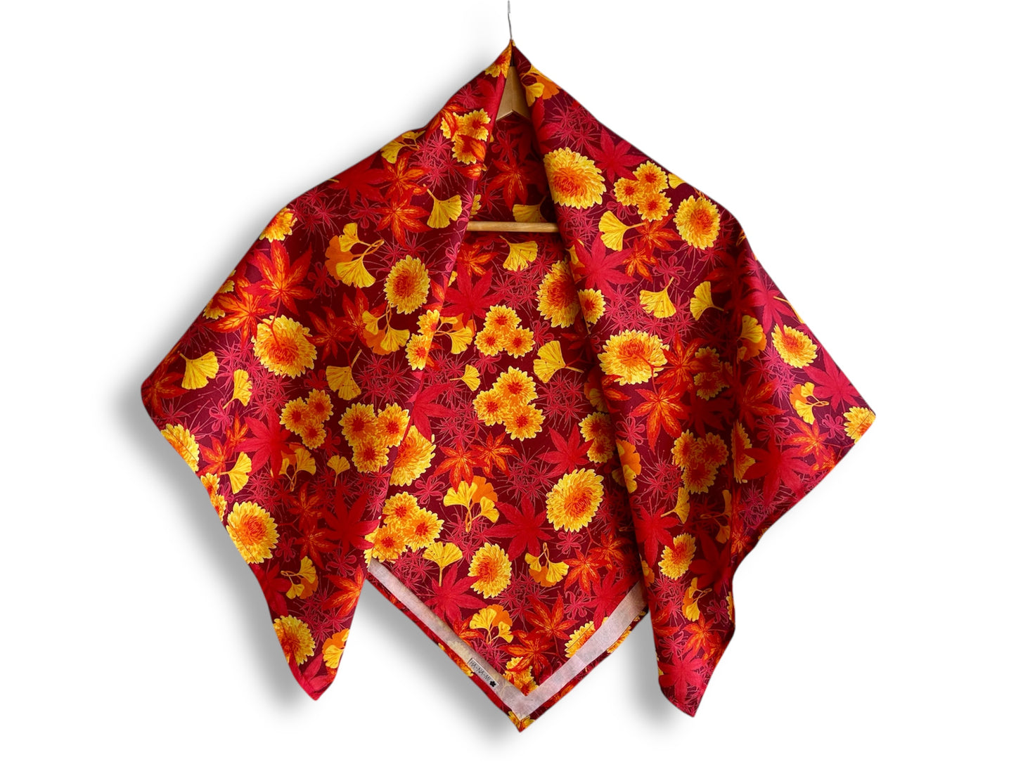 large scarf "Park in autumn colors" 100x100 cm