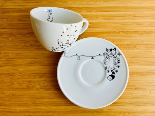 Mug with saucer "Totoro and Catbus" 350 ml