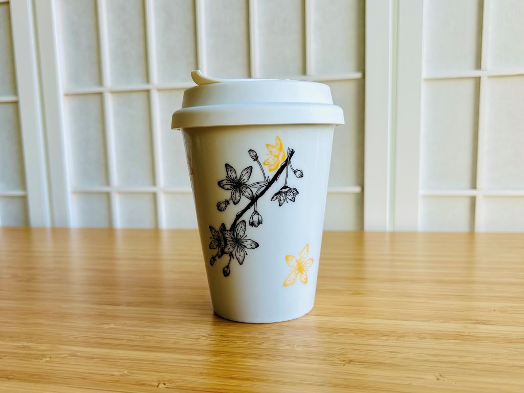 To Go mug "Sakura" with gold, 300 ml