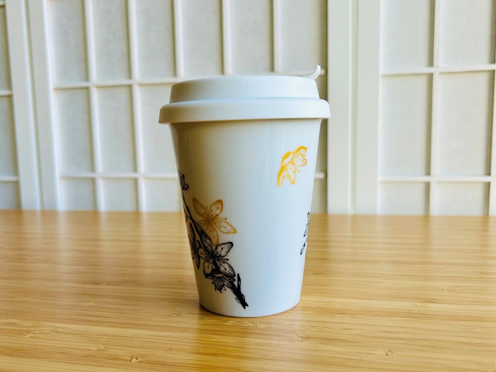 To Go mug "Sakura" with gold, 300 ml