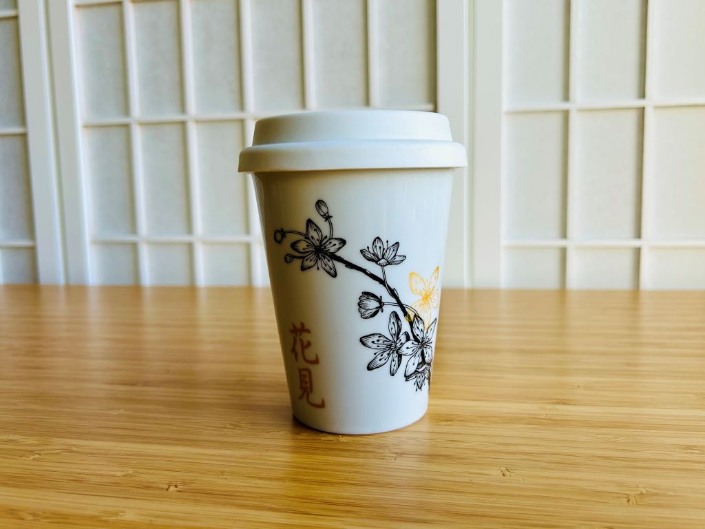 To Go mug "Sakura" with gold, 300 ml