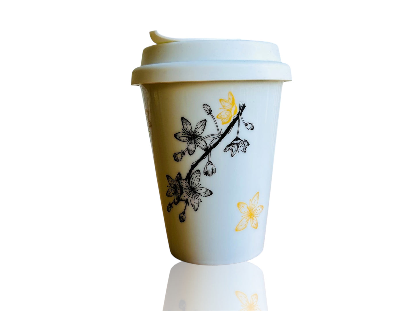 To Go mug "Sakura" with gold, 300 ml