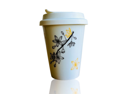 To Go mug "Sakura" with gold, 300 ml