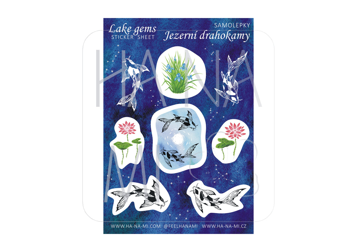 Stickers "Lake Jewels, or Koi with the Moon"