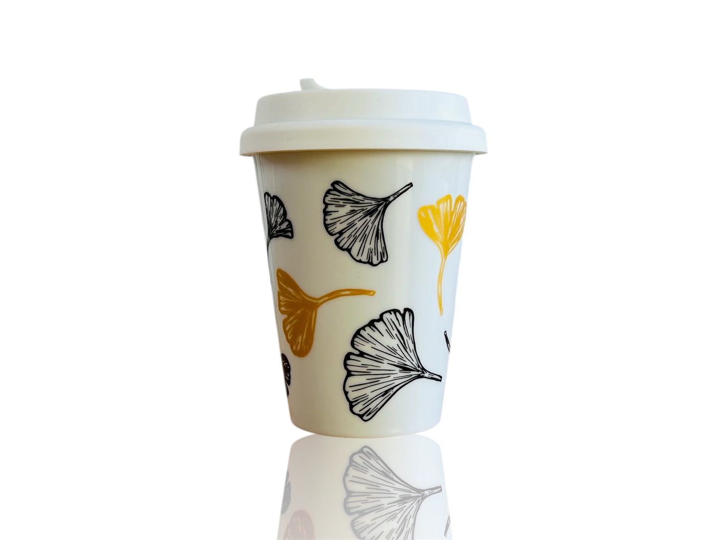To-Go-Becher "Ginkgoblätter" mit Gold 300 ml